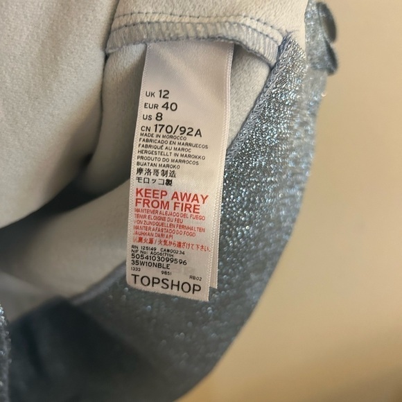 Topshop Dress One shoulder Ruffle Sz 8 Shine Party Cocktail Hoco Homecoming - Picture 7 of 8